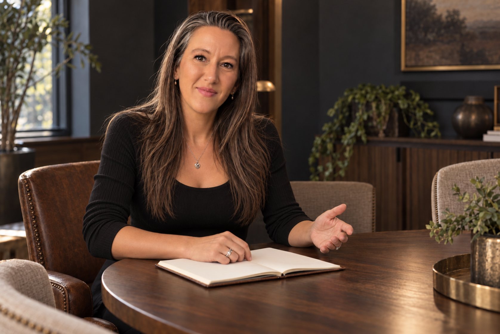 Brooke Trometer at a conference table with an open notebook